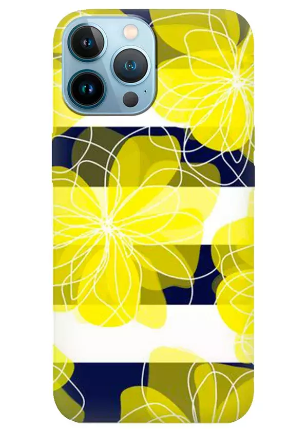 Apple iPhone 13 Pro Max силиконовый чехол с картинкой - Желтые цветы