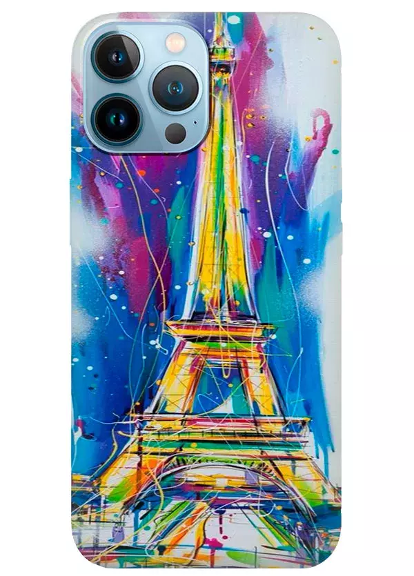 Apple iPhone 13 Pro Max силиконовый чехол с картинкой - Отдых в Париже