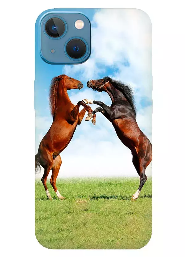 Apple iPhone 13 Mini силиконовый чехол с картинкой - Кони