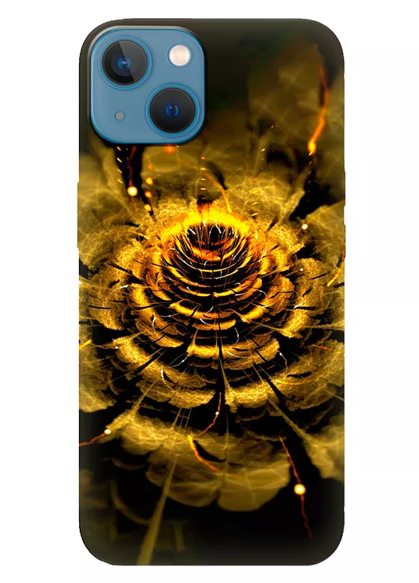 Apple iPhone 13 Mini силиконовый чехол с картинкой - Золотой цветок