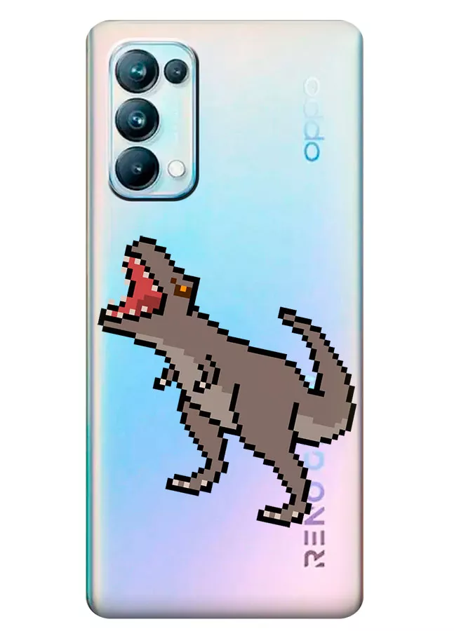 OPPO Reno 5 Pro 5G прозрачный силиконовый чехол с принтом - Пиксельный динозавр