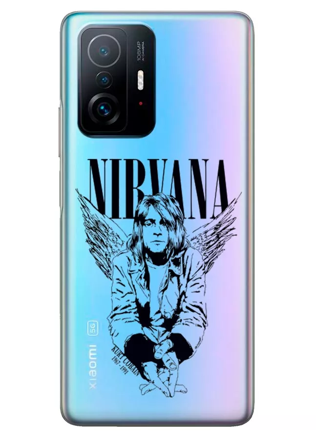 Бампер для Сяоми 11Т из прозрачного силикона - Nirvana Курт Кобейн ангел