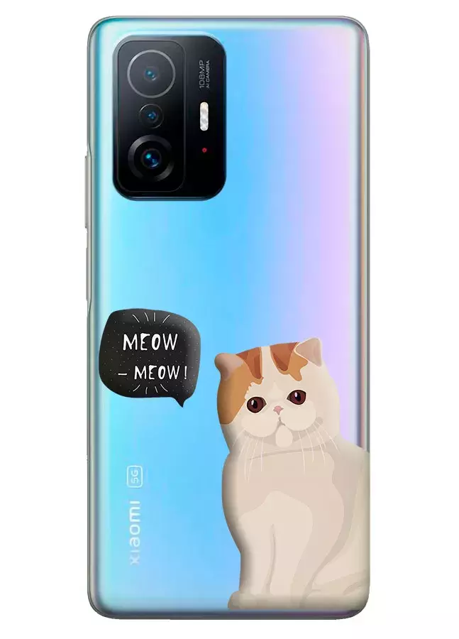 Xiaomi Mi 11T Pro прозрачный силиконовый чехол с принтом - Котенок