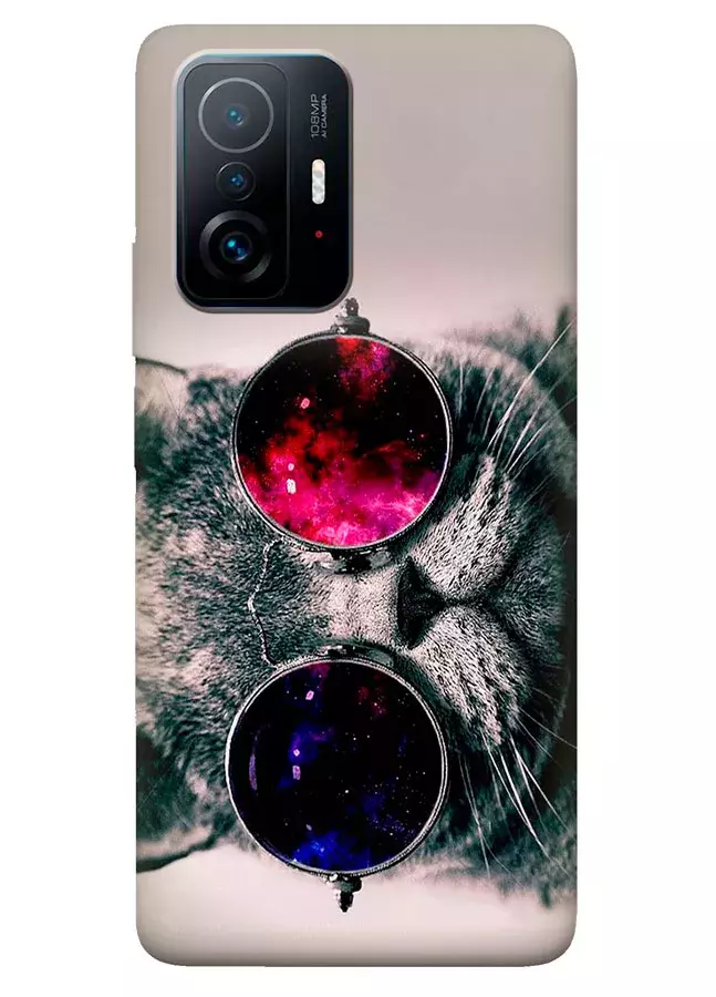 Xiaomi 11T Pro чехол с забавным котом в очках - Кот пилот