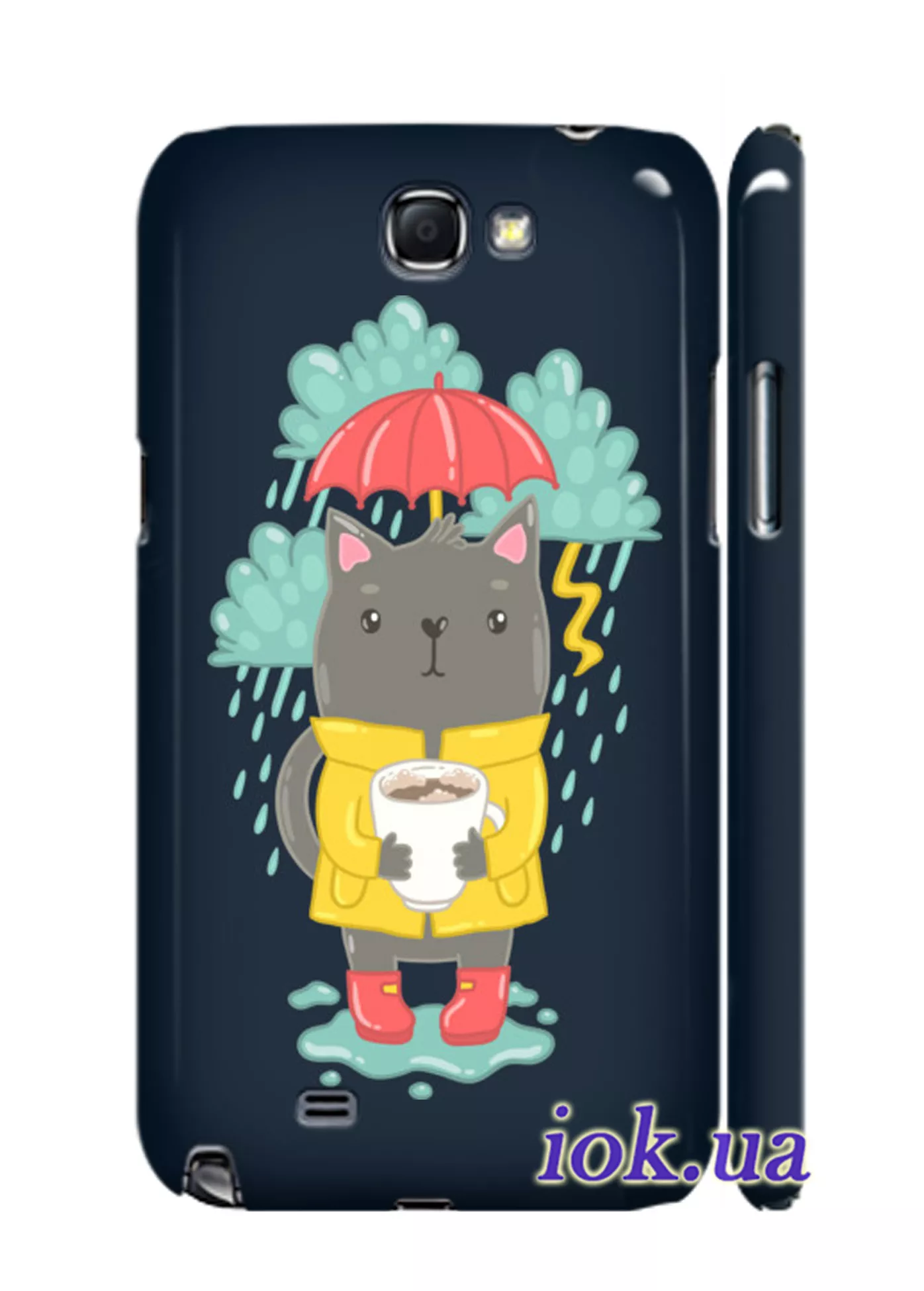 Чехол для Galaxy Note 2 - Котик под дождём