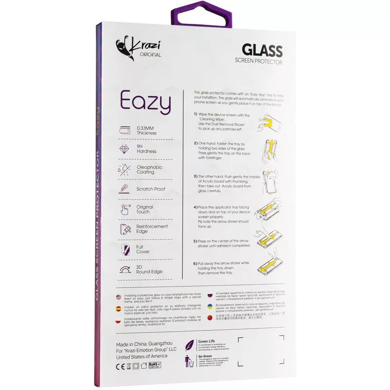 Защитное стекло Krazi Eazy EZFT01 + монтажная рамка для iPhone 12 Pro Max Black