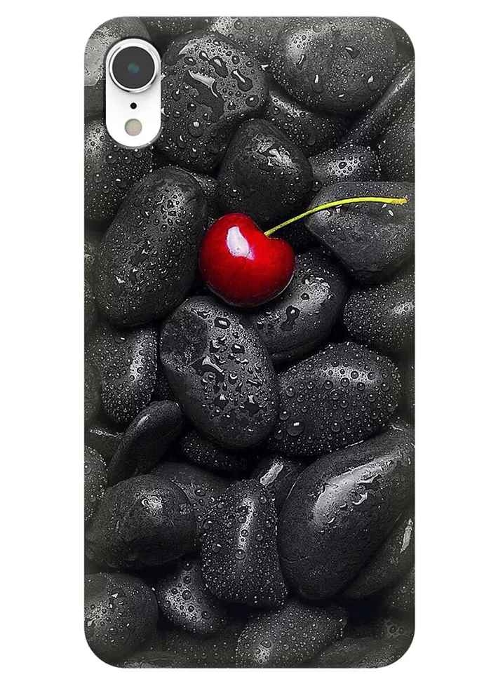 Чехол для iPhone XR - Вишня на камнях