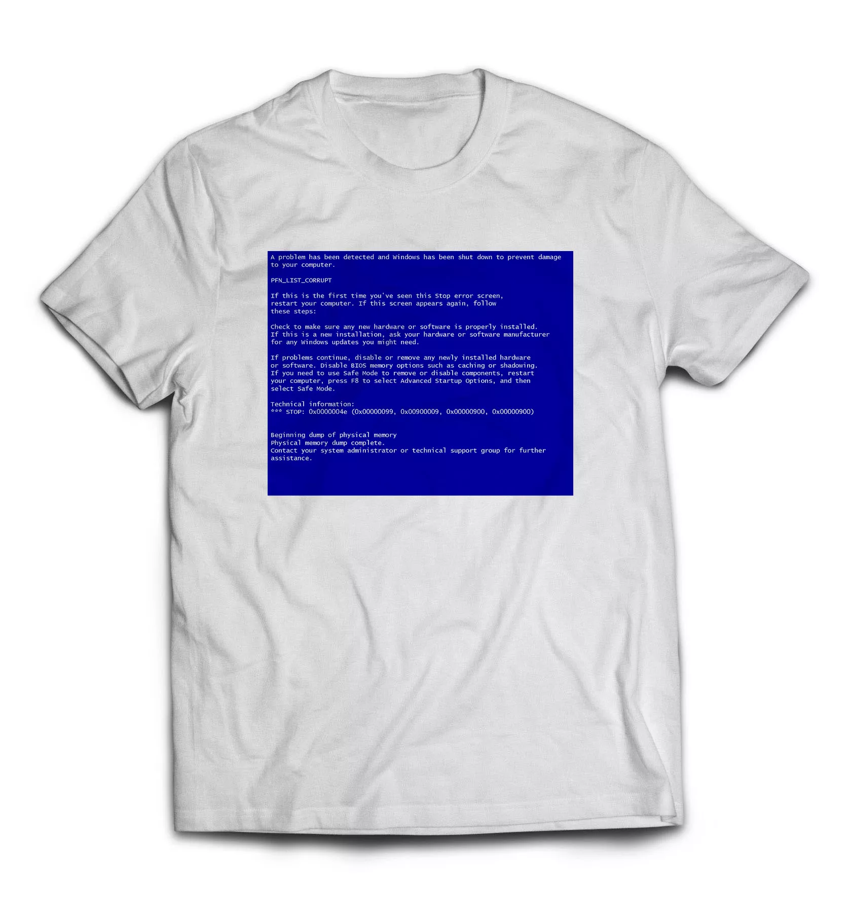 Белая футболка - BSOD (Синий экран смерти)