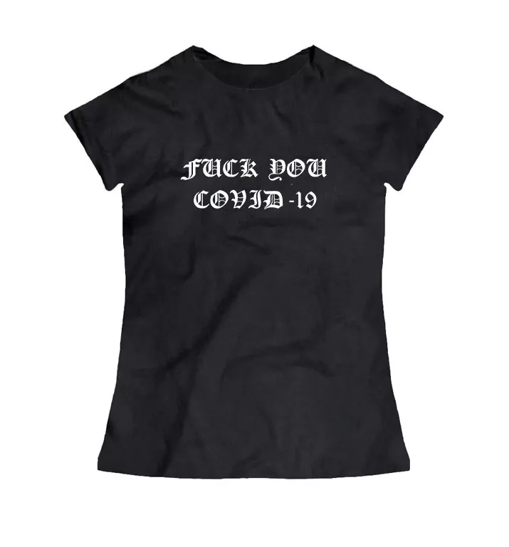 Женская черная футболка - Fuck you COVID-19