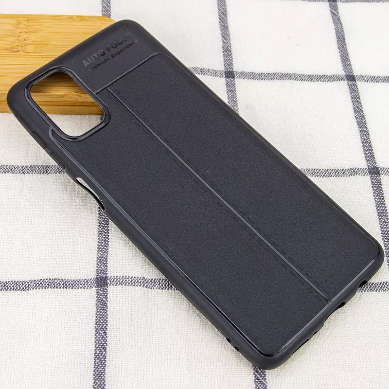 TPU чехол фактурный (с имитацией кожи) для Samsung Galaxy M51, Черный