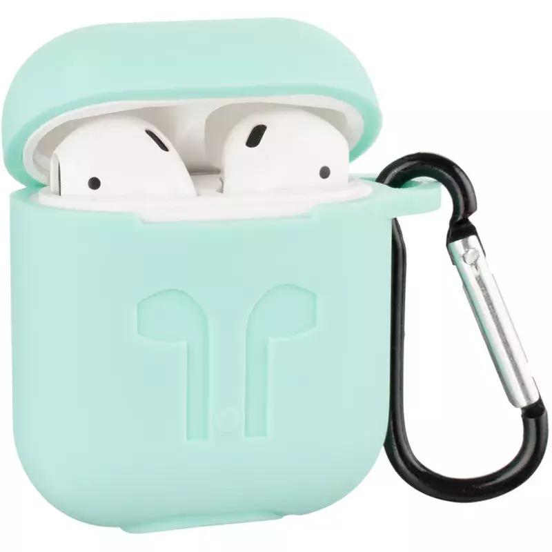 Чехол Silicon Case для AirPods + карабин Mint