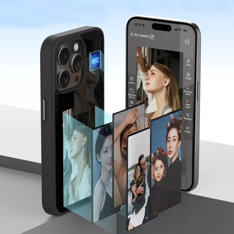 Чехол с дисплеем E-Ink Portrait Screen Case NFC для Iphone 15 Pro Max Titan Grey