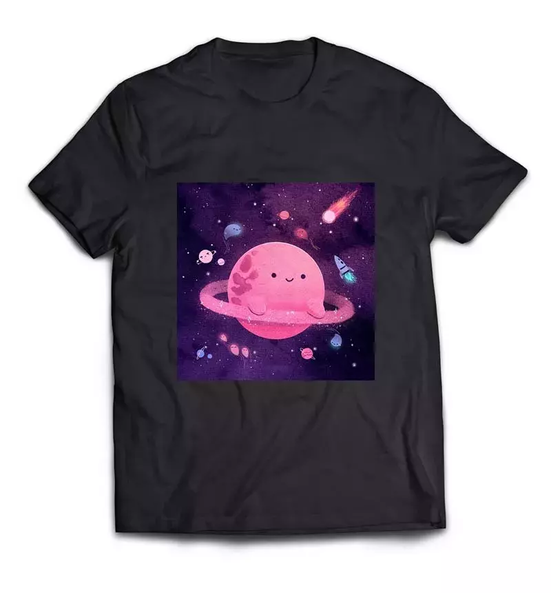 Заказать детскую космическую футболку с рисунком - Симпатичные планеты