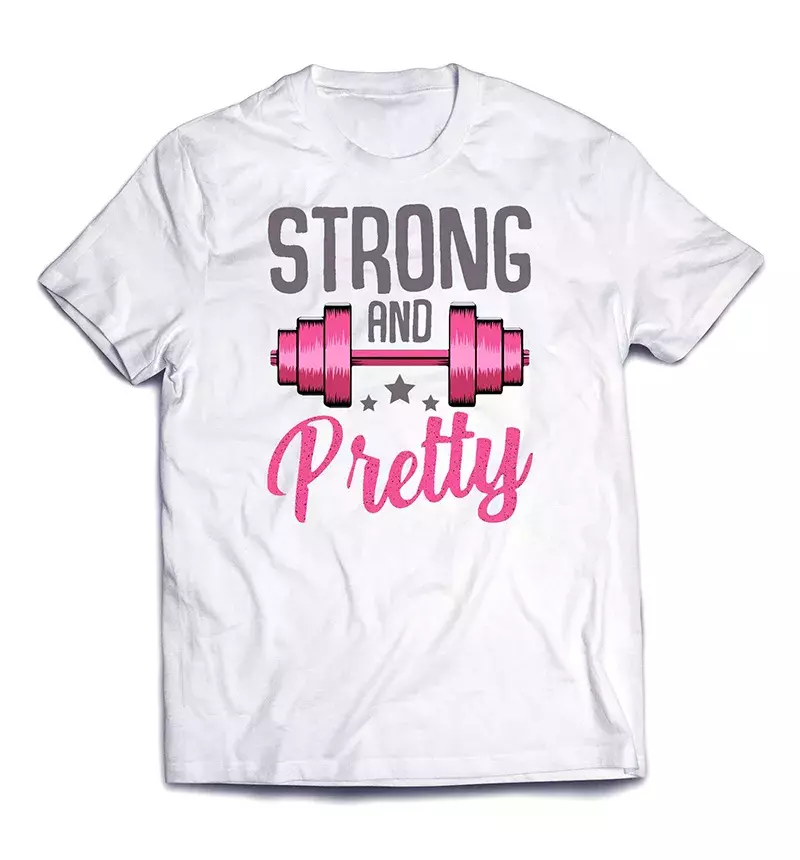 Крутой принт на стильной футболке — Strong and Pretty