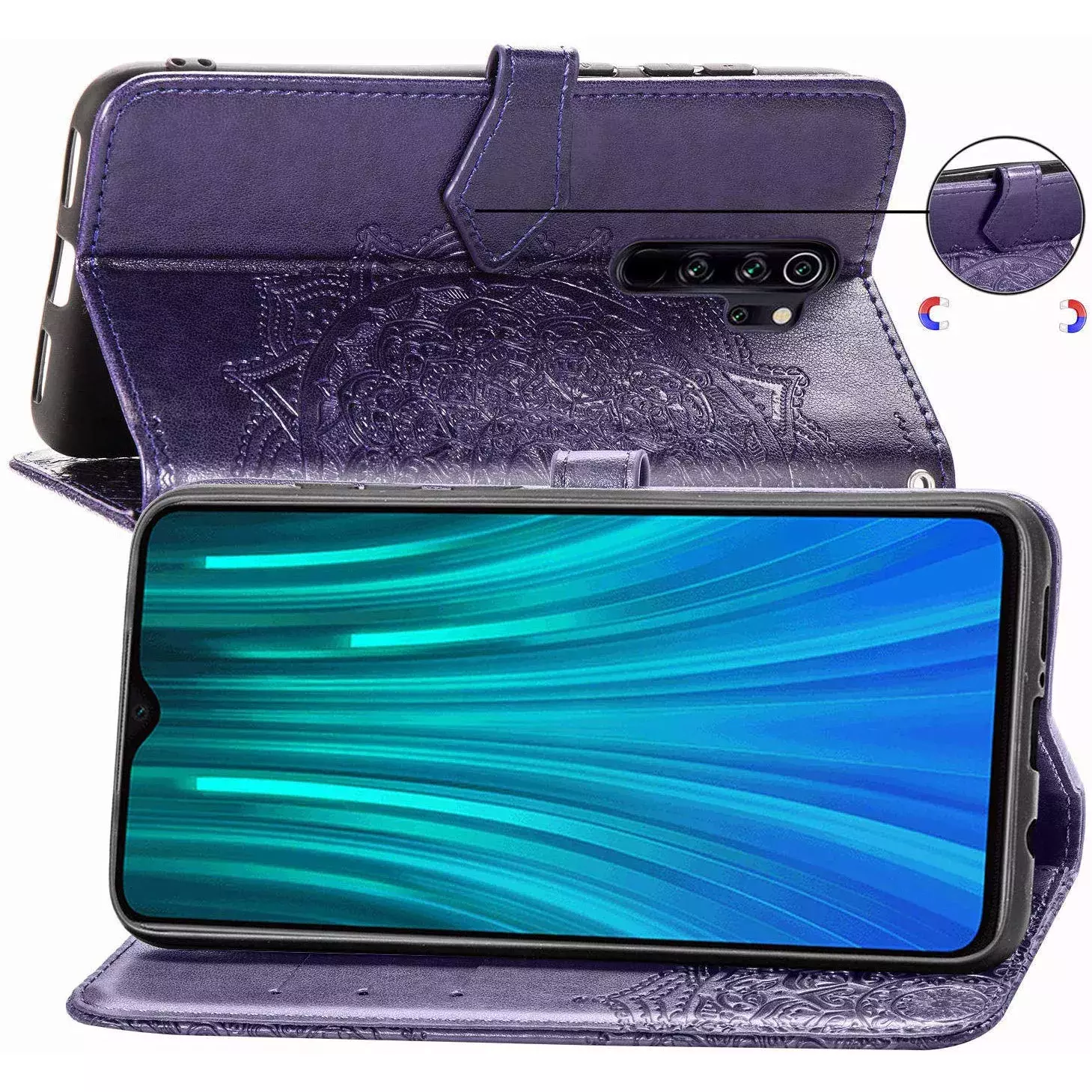 Кожаный чехол (книжка) Art Case с визитницей для Xiaomi Redmi Note 8 Pro, Фиолетовый