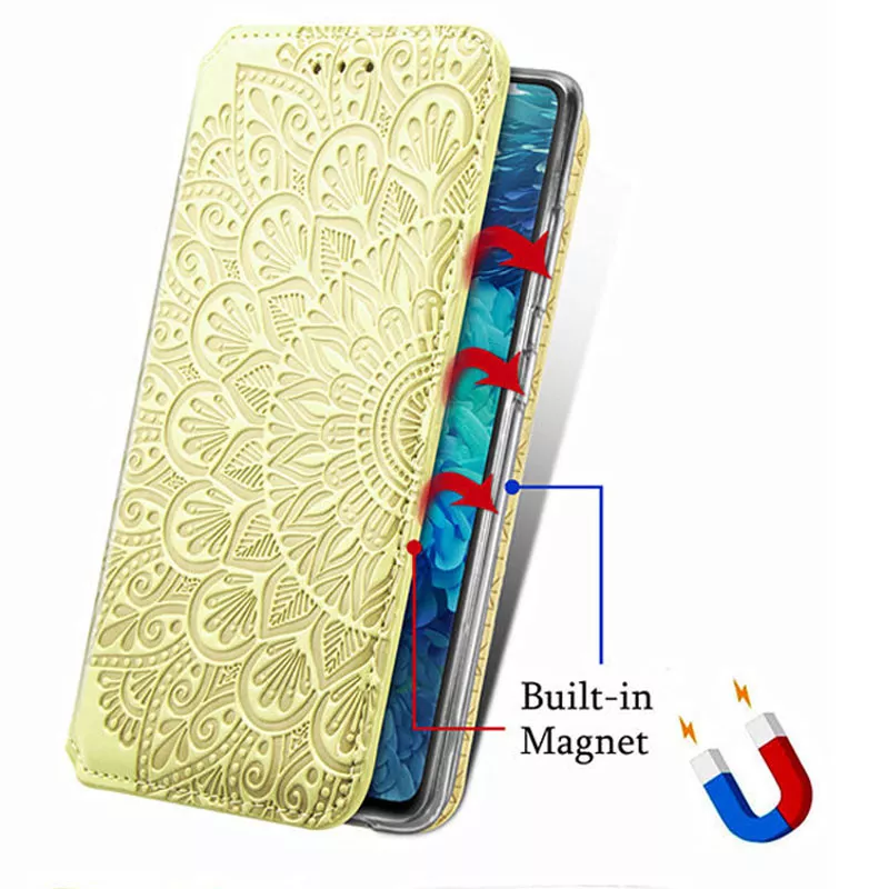 Кожаный чехол книжка GETMAN Mandala (PU) для Samsung Galaxy S20 FE, Желтый