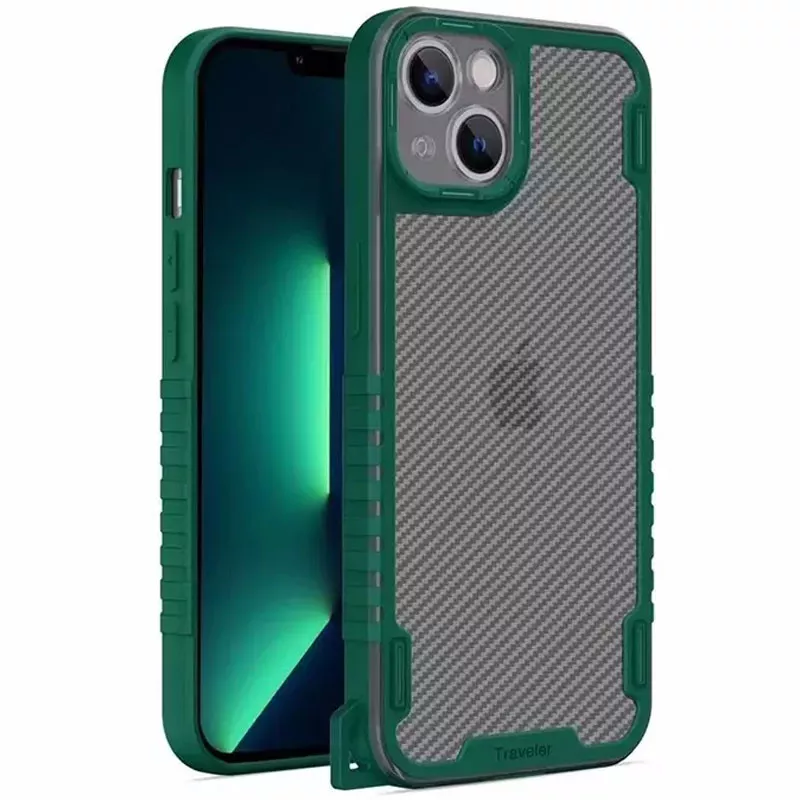 Чехол TPU+PC TRAVEL Carbon для Apple iPhone 13 mini (5.4"), Зеленый