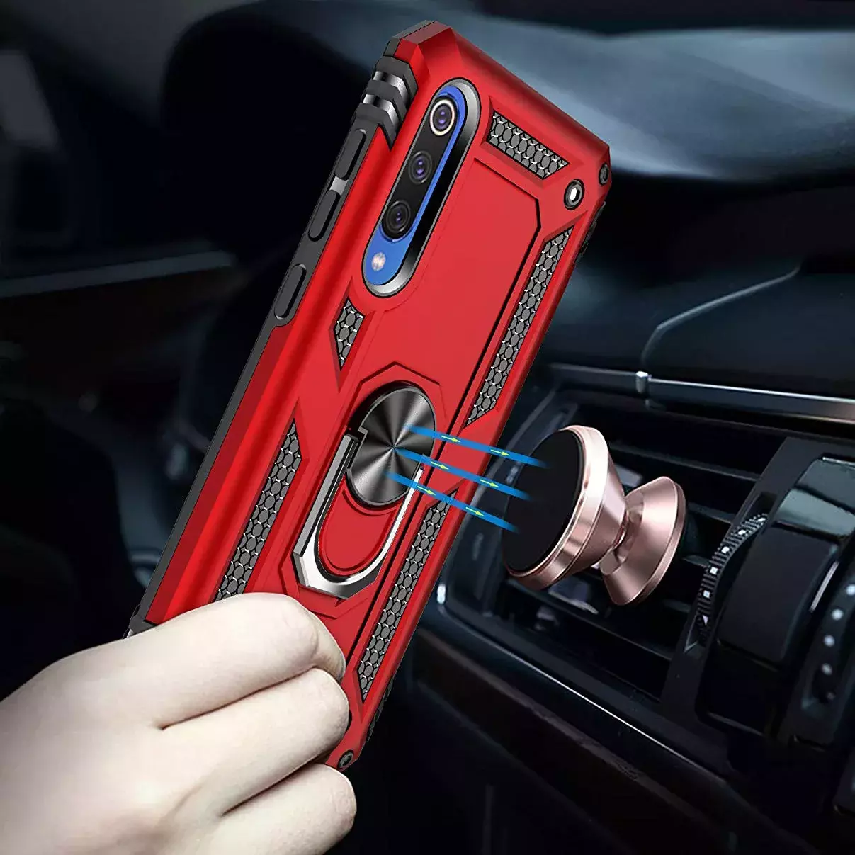 Ударопрочный чехол Serge Ring for Magnet для Xiaomi Mi 9 SE, Красный