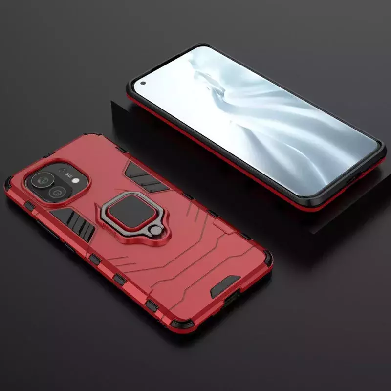 Ударопрочный чехол Transformer Ring for Magnet для Xiaomi Mi 11 Lite, Красный / Dante Red