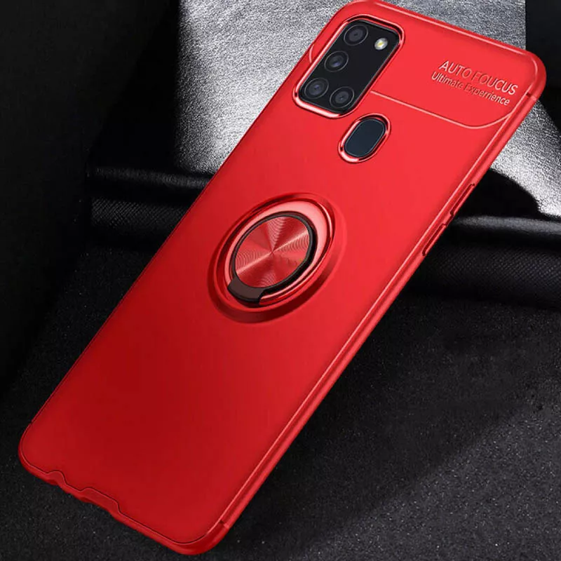 TPU чехол Deen ColorRing под магнитный держатель (opp) для Samsung Galaxy A21s, Красный / Красный