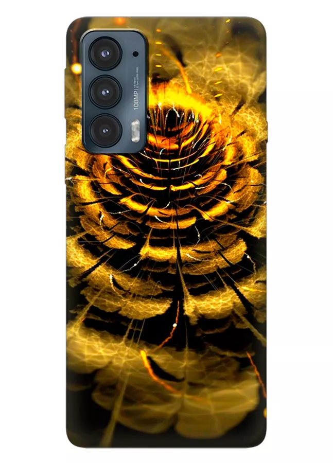 Motorola Edge 20 силиконовый чехол с картинкой - Золотой цветок