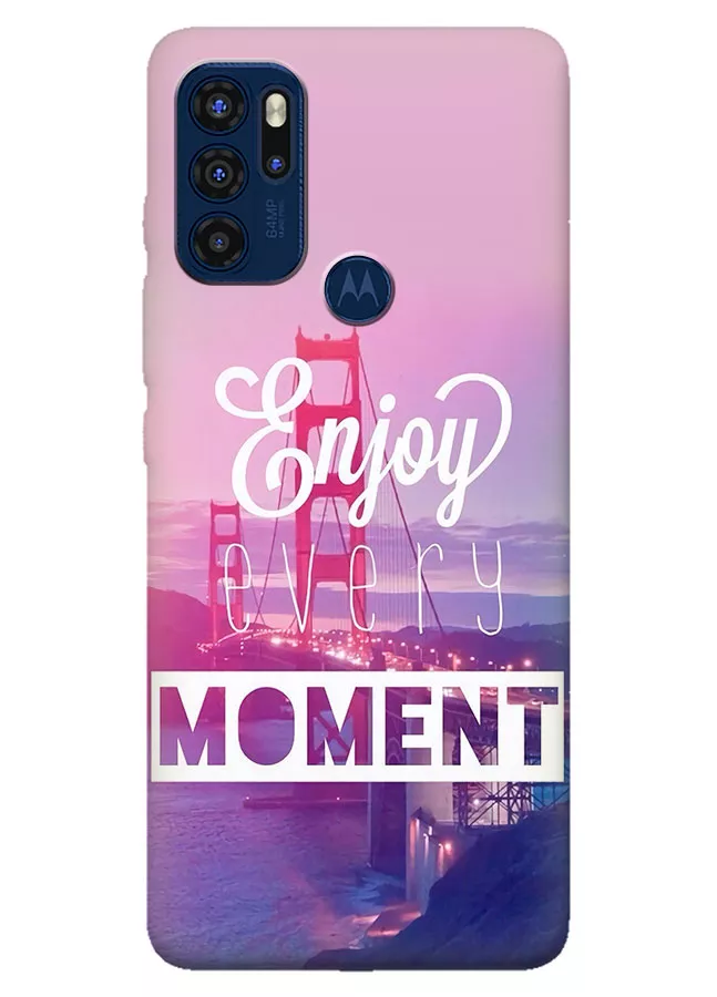 Накладка для Motorola G60s из силикона с позитивным дизайном - Enjoy Every Moment