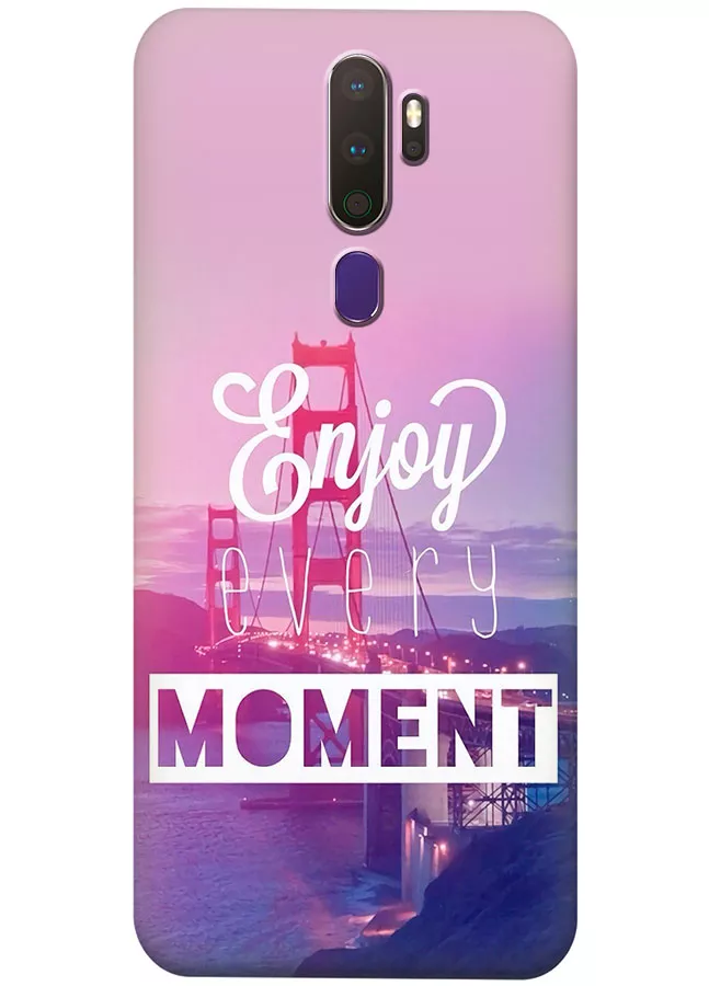 Накладка для Оппо А9 2020 / Оппо А5 2020 из силикона с позитивным дизайном - Enjoy Every Moment