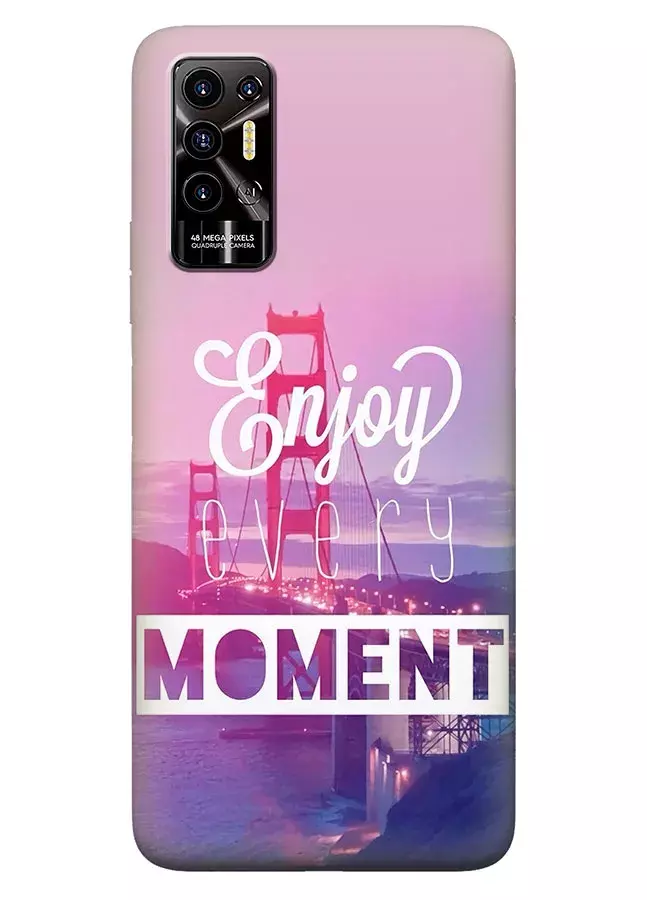 Накладка для Teкно Пова 2 из силикона с позитивным дизайном - Enjoy Every Moment