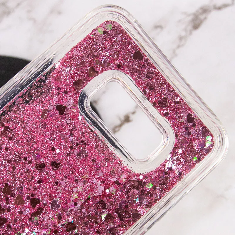 TPU чехол Liquid hearts для Samsung G955 Galaxy S8 Plus, Розовый