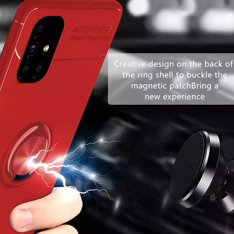 TPU чехол Deen ColorRing под магнитный держатель (opp) для Samsung Galaxy M51, Красный / Красный