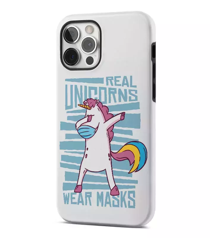 Гибридный противоударный чехол из резины и пластика с принтом - Real Unicorns