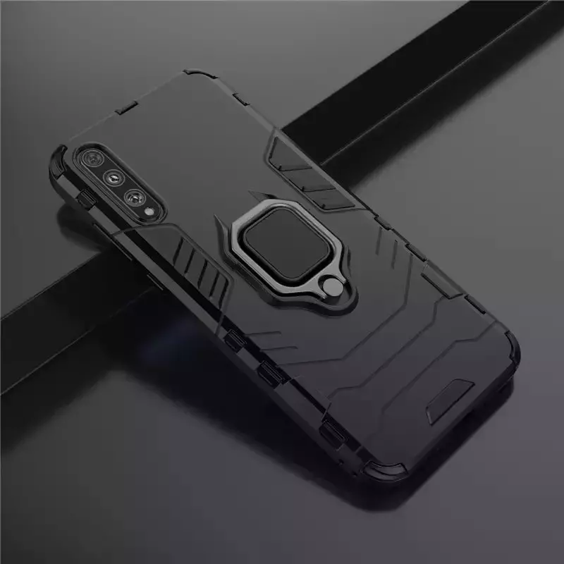 Ударопрочный чехол Transformer Ring for Magnet для Huawei Y8p || Huawei P Smart S, Черный / Soul Black