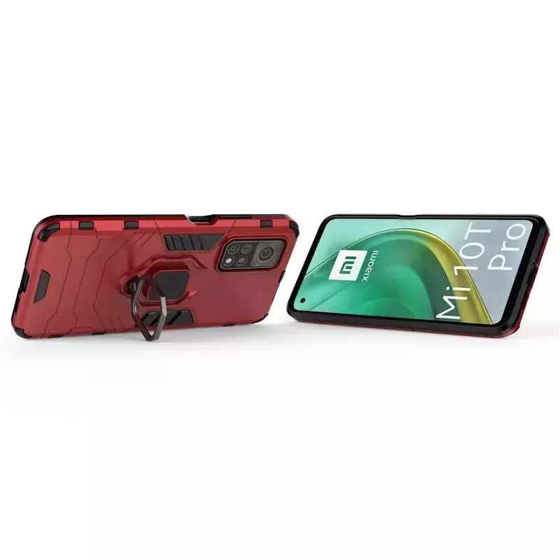 Ударопрочный чехол Transformer Ring for Magnet для Xiaomi Mi 10T || Xiaomi Mi 10T Pro, Красный / Dante Red