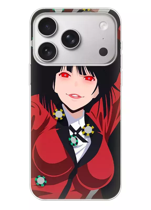 Apple iPhone 17 Pro чехол - Безумный азарт Маньяк азартных игр Какэгуруи Kakegurui Compulsive Gambler Юмэко Джабами раскидывает фишки казино