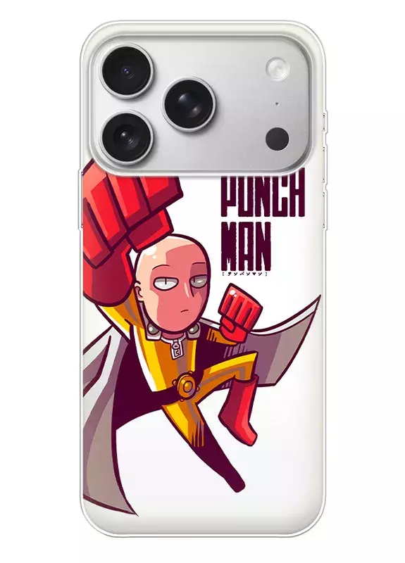Apple iPhone 17 Pro чехол - Аниме Ванпанчмен Человек одного удара One Punch-Man Wanpanman название супергерой Сайтама