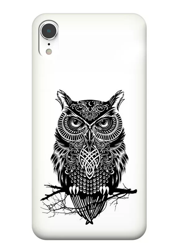 Клевый чехол для iPhone XR с рисунком тату совы