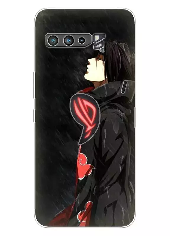 Аниме чехол для Asus ROG Phone 3 из силикона - Наруто Итачи под дождем
