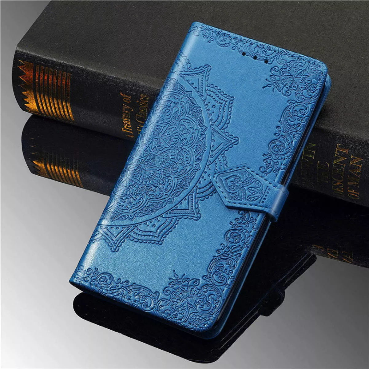 Кожаный чехол (книжка) Art Case с визитницей для TECNO Spark 5 Pro, Синий