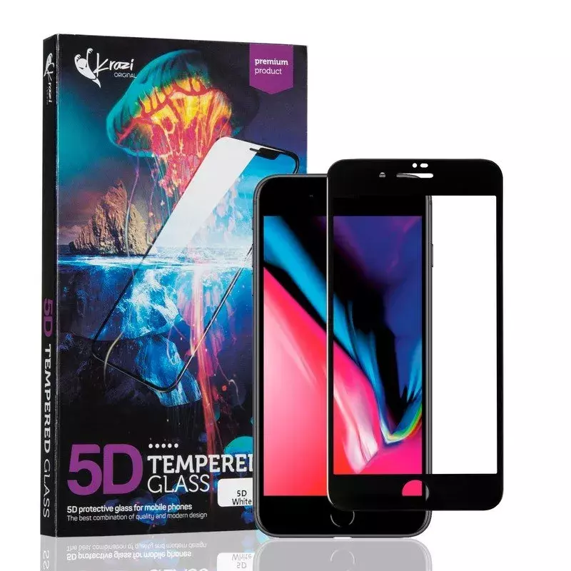 Защитное стекло Krazi 5D для iPhone 7/8 Black