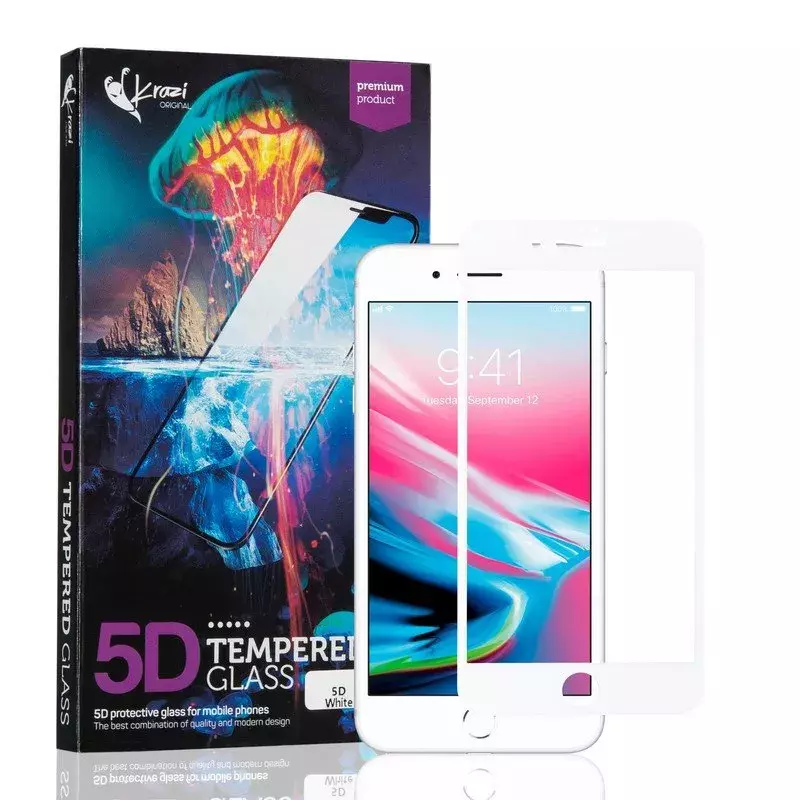 Защитное стекло Krazi 5D для iPhone 7/8 White