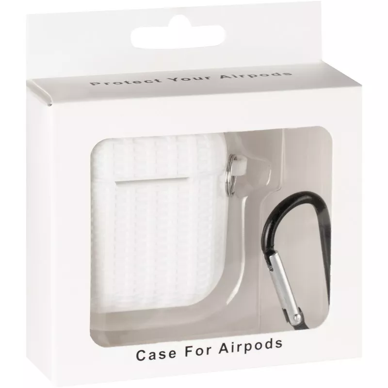 Чехол Weaving Silicon Case для AirPods + карабин White
