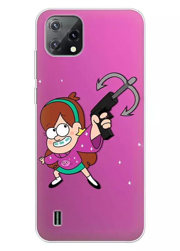 Чехол для Блеквью А55 из силикона - Gravity Falls Гравити Фолз Мейбл Пайнс целится из гарпуна 
