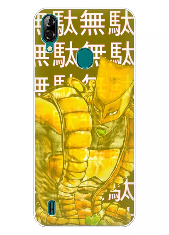 Чехол для Blackview A60 Pro - JoJo’s Bizarre Adventure стенд The World на фоне иероглифов
