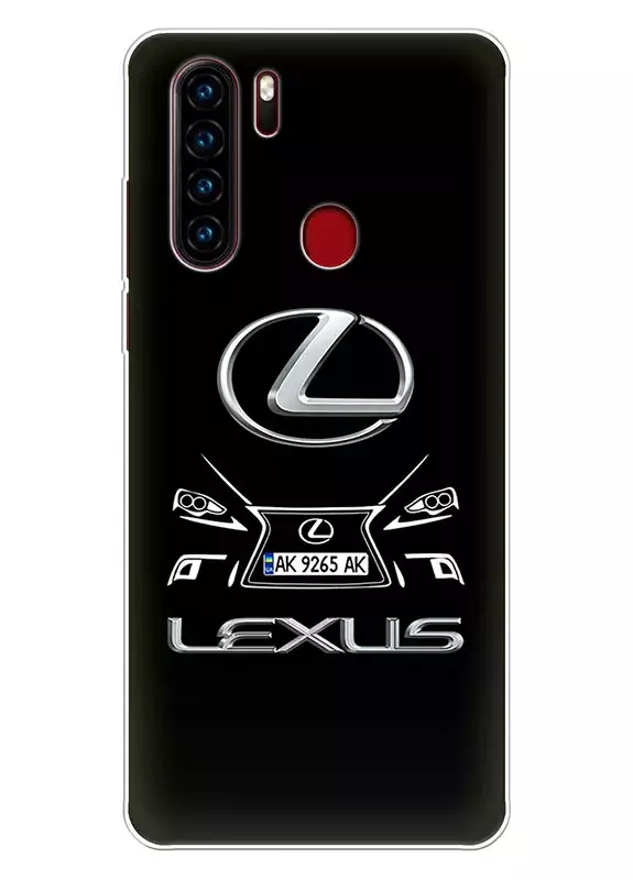 Чехол для Blackview A80 Plus - Lexus Лексус классический логотип крупным планом и название с номерным знаком и передней части кузова
