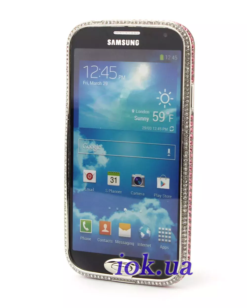Бампер для Galaxy S4 с фиолетовыми стразами