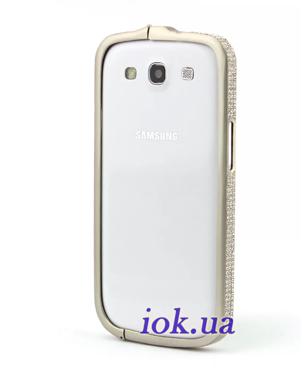 Galaxy S3 алюминиевый бампер в стразах с матовым покрытием