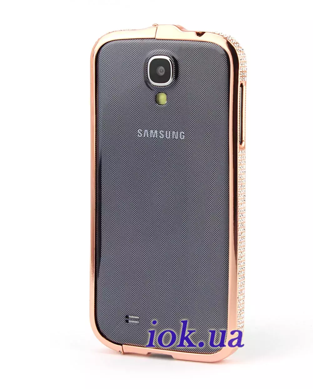 Золотой бампер со стразами для Galaxy S4, цвет красного золота