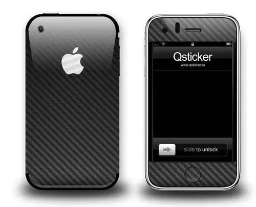 Черный карбон для iPhone 3Gs, 3G, 2G