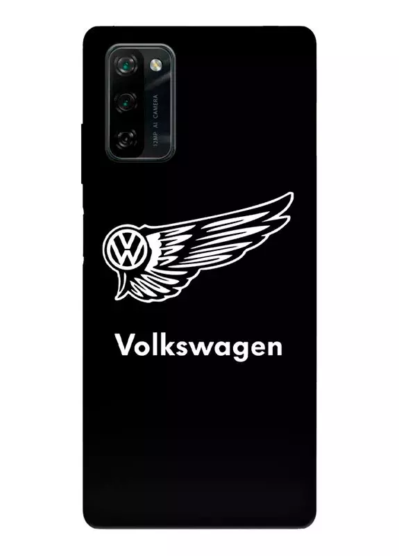 Бампер для Блеквью А100 из силикона - Volkswagen Фольксваген белый логотип крупным планом и название вектор-арт 