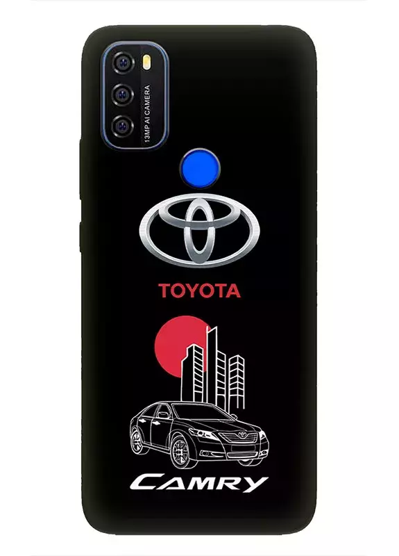 Чехол для Блеквью А70 из силикона - Toyota Тойота логотип и автомобиль машина Camry вектор-арт купе седан
